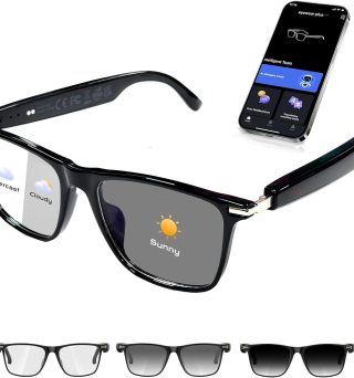 AI Smart Glasses,AI Chat Deepseek R1 and Gemini-2.5 with 164 Translations Supported,Bluetooth Glasses for Men Women,Music Playback & Hands-Free Calling,Physical Color Changing Lens,IP67 Waterproof