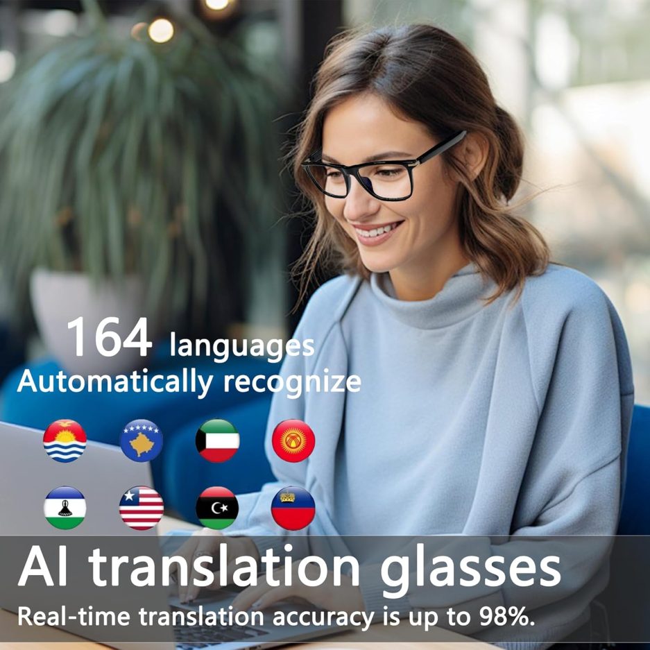 AI Smart Glasses,AI Chat Deepseek R1 and Gemini-2.5 with 164 Translations Supported,Bluetooth Glasses for Men Women,Music Playback & Hands-Free Calling,Physical Color Changing Lens,IP67 Waterproof - Image 2