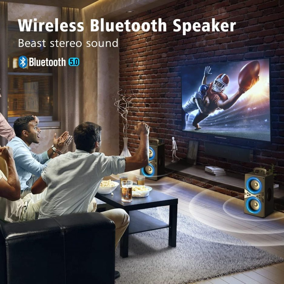 Bluetooth Speakers, Wireless TWS Portable Speaker with Lights,100dB Loud Subwoofer 80w(Peak) Stereo Sound, Bassup Technology, Long Playtime for Outdoor Party - Image 5