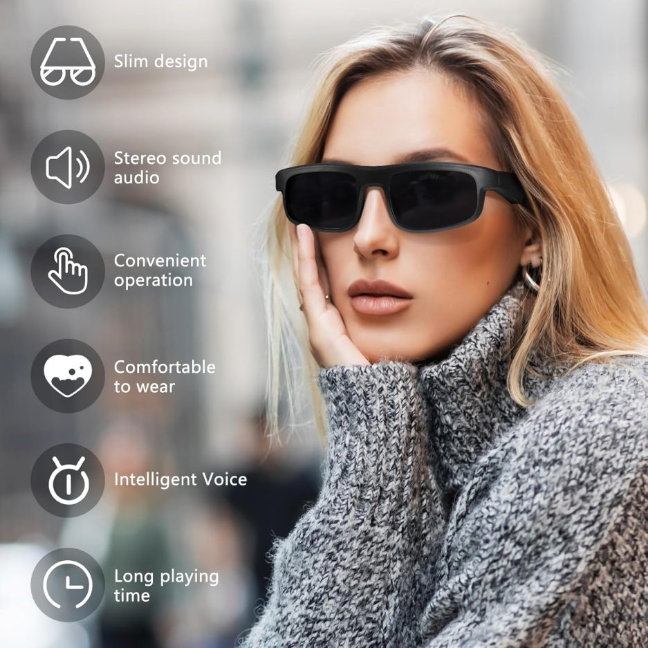 Smart Glasses, Polarized Bluetooth Sunglasses with Speaker, Voice Assistant, Open Ear, UV Protection Outdoor Audio Glass - Image 4