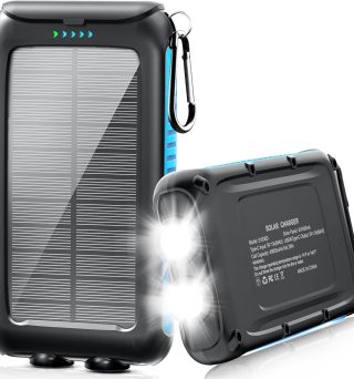 Solar-Charger-Power-Bank-49800mAh Portable Solar Phone Charger with LED Flashlight/15W Fast Charge USB C Waterproof External Backup Battery Pack for All Cell Phones & Electronic Devices