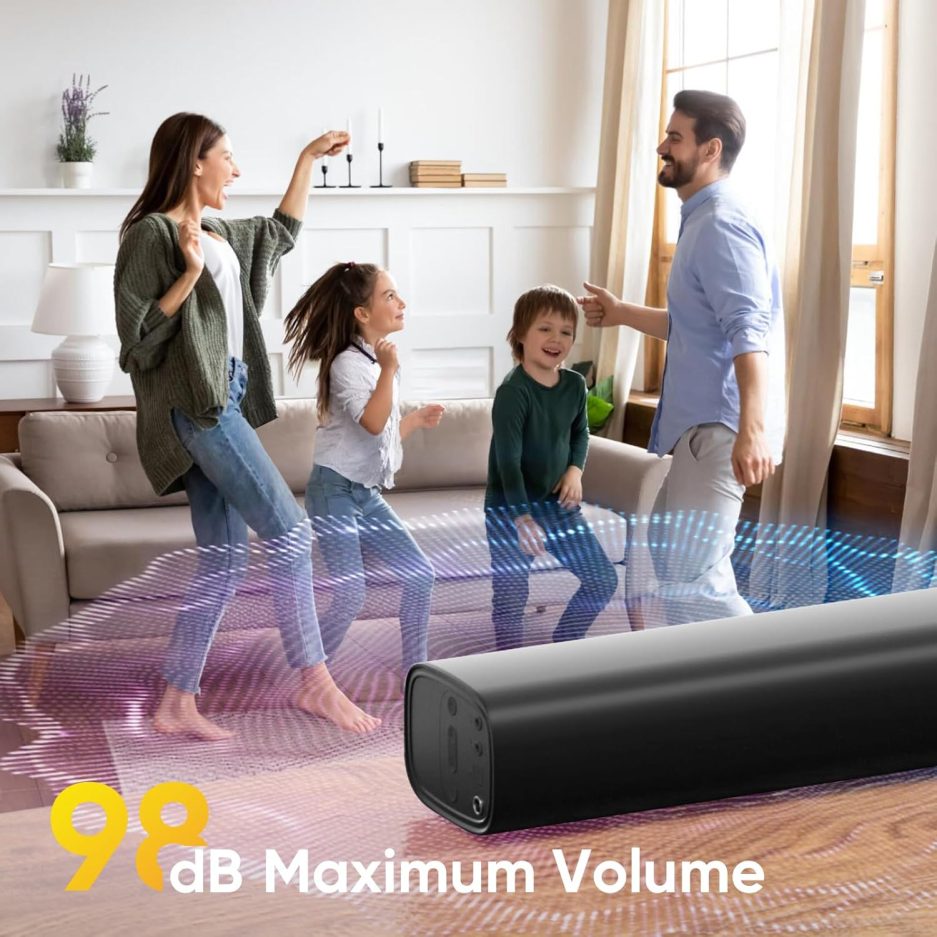 Sound Bar for Smart TV, Soundbar TV Speakers with Customized Bass Reflector, Compact Design and Easy Set up, Home Audio Surround Sound System for TV PC Projector, Wall Mountable - Image 3