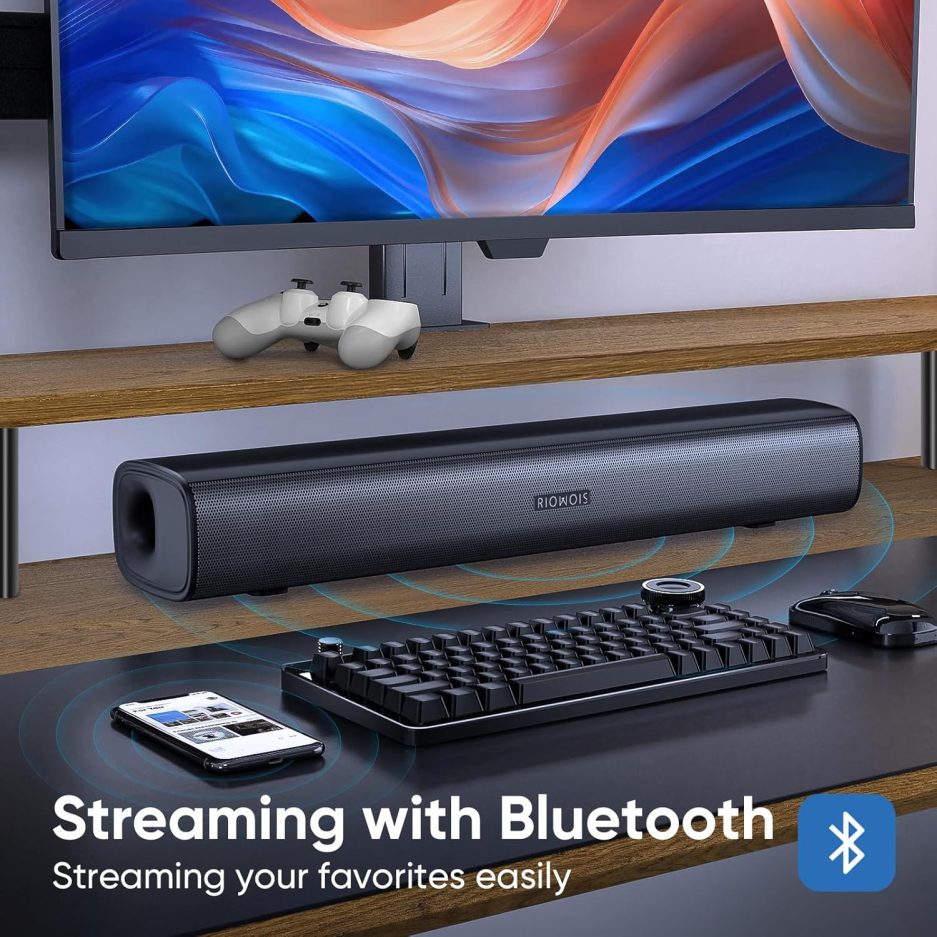 Sound Bar for Smart TV, Soundbar TV Speakers with Customized Bass Reflector, Compact Design and Easy Set up, Home Audio Surround Sound System for TV PC Projector, Wall Mountable - Image 5